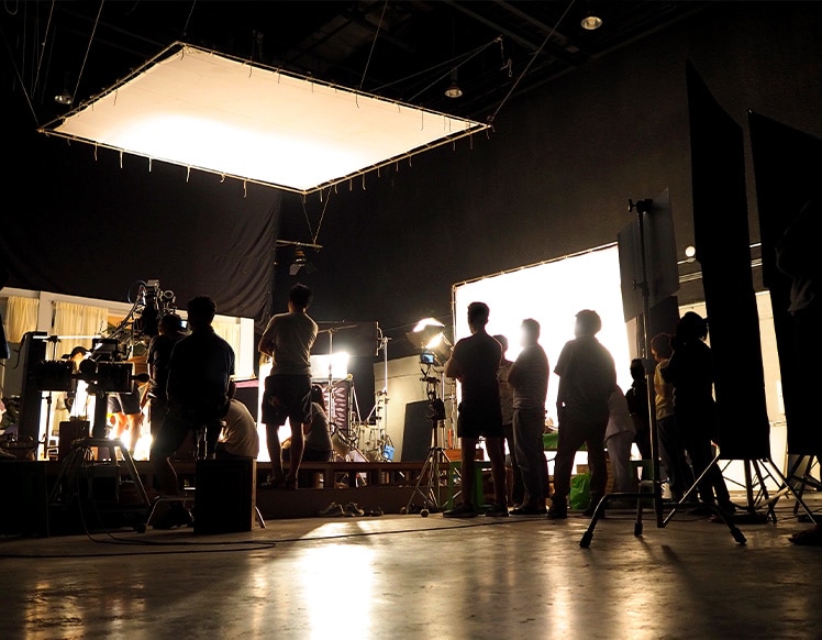 drinking water on a film set